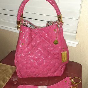 Big Buddah Patent Hot Pink Quilted Hobo Bag